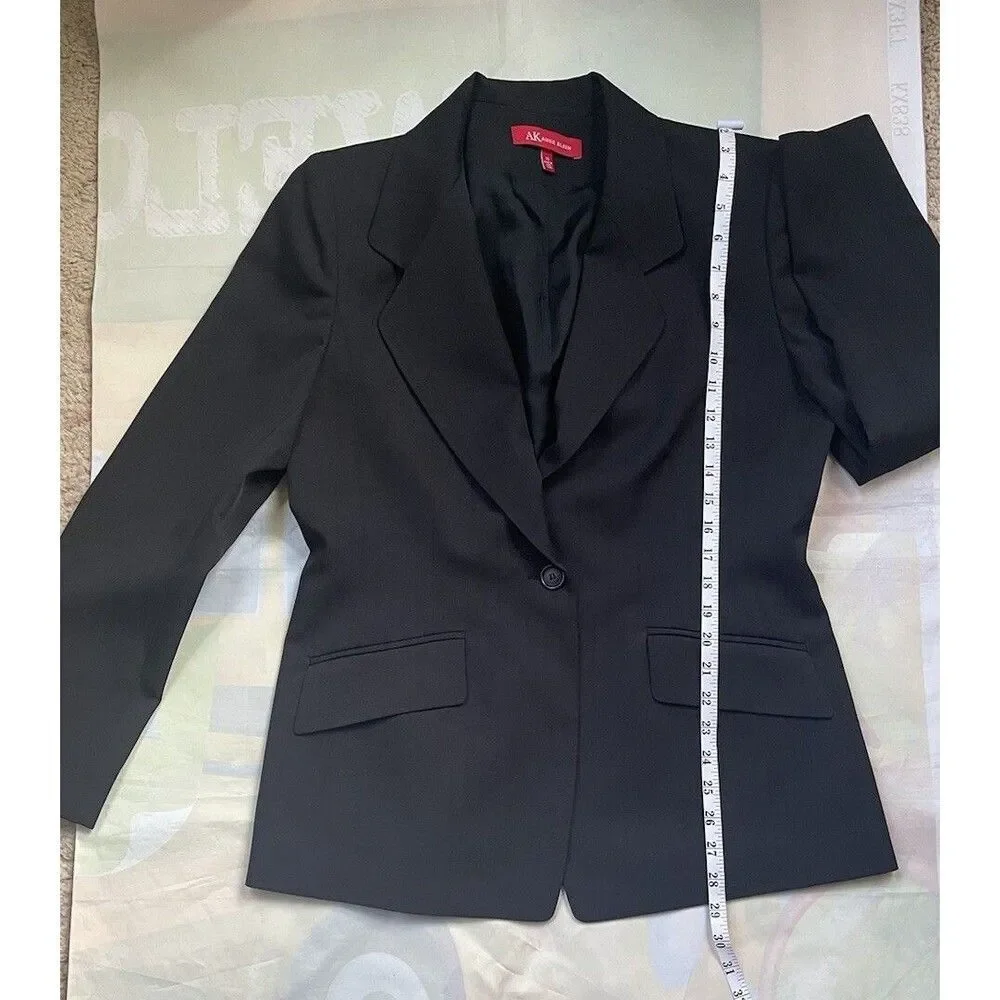 Anne Klein Black Pin Striped Tailored Jacket and Pants Suit Stunning Set NWOT